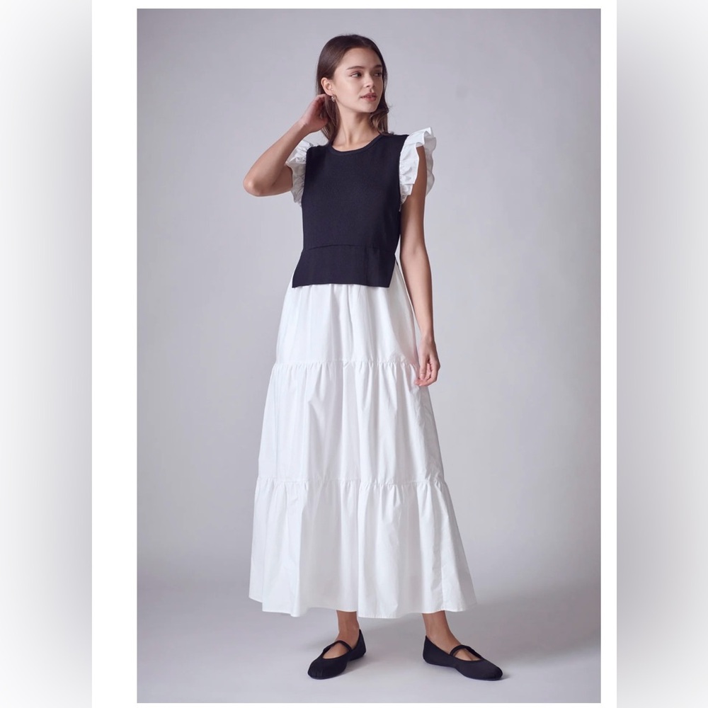 NWT ENGLISH FACTORY Mixed Media Sleeveless Maxi Dress size M